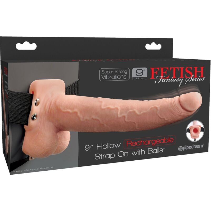 FETISH FANTASY SERIES - HARNAIS RÉGLABLE PÉNIS RÉALISTE AVEC BALLES RECHARGEABLES ET VIBRATEUR 23 CM – Image 5