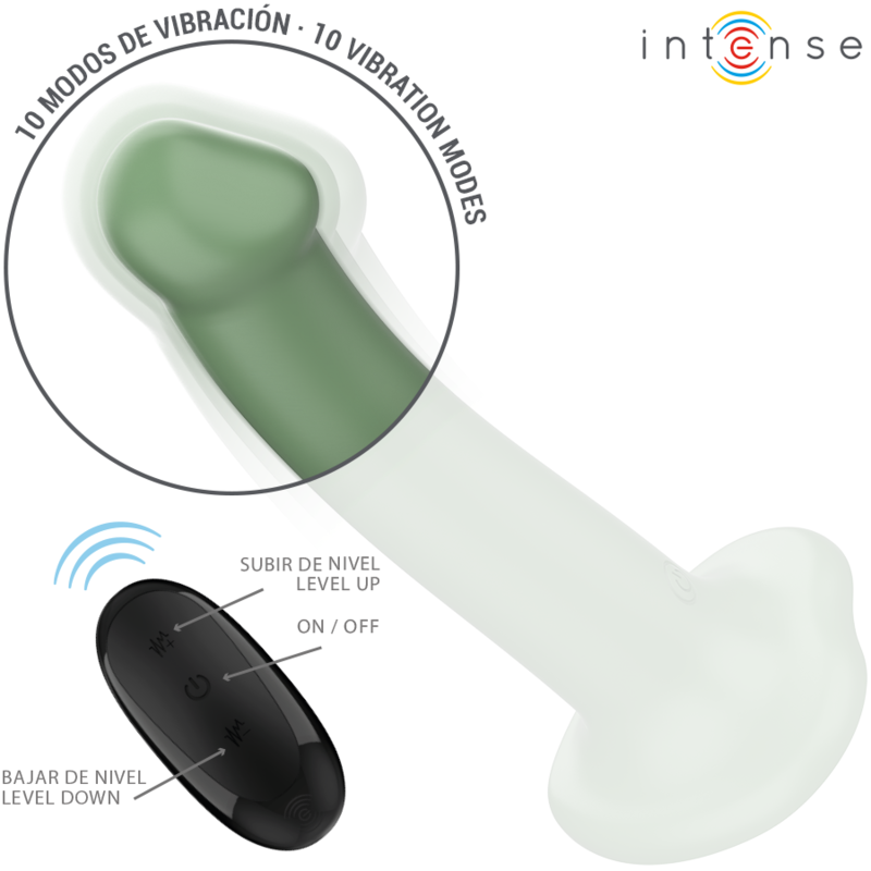 INTENSE - BECCA VIBRATEUR AVEC VENTOUSE 10 VIBRATIONS TÉLÉCOMMANDE VERTE – Image 3