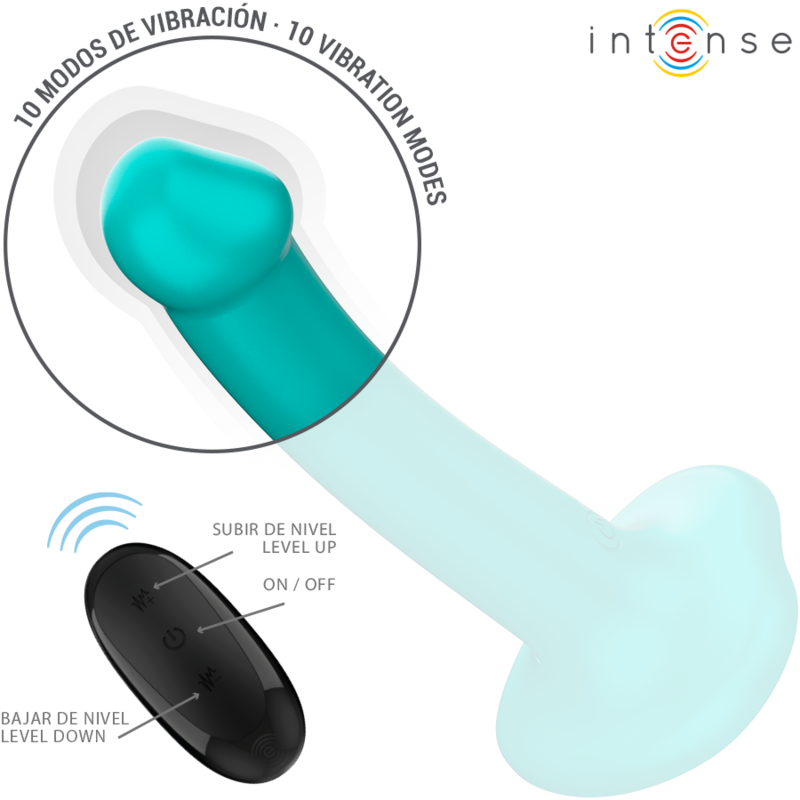 INTENSE - KATIE VIBRATEUR AVEC VENTOUSE 10 VIBRATIONS TÉLÉCOMMANDE BLEUE – Image 2