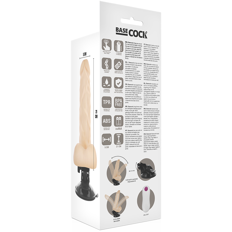 BASECOCK - VIBRADOR REALÍSTICO ARTICULABLE CONTROL REMOTO NATURAL 21 CM -O- 5 CM – Image 5